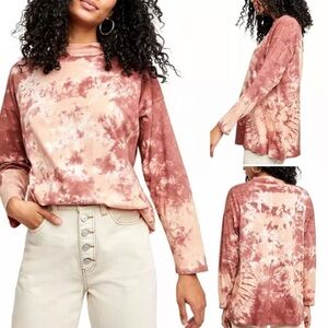 Free people be free tie dye oversized long sleeve shirt